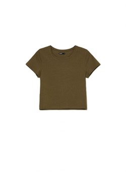 Cropp - Gładka brązowa koszulka - brązowy ze sklepu Cropp w kategorii Bluzki damskie - zdjęcie 167898641
