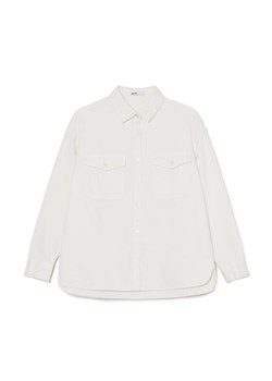 Cropp - Kremowa bawełniana koszula z długim rękawem - kremowy ze sklepu Cropp w kategorii Koszule damskie - zdjęcie 167900580