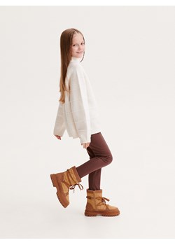 Reserved - Ocieplane legginsy z zapiętkiem - beżowy ze sklepu Reserved w kategorii Spodnie dziewczęce - zdjęcie 167926782