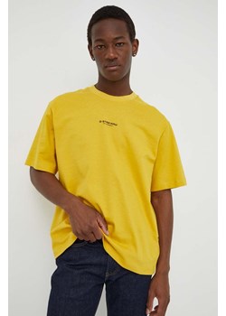 G-Star Raw t-shirt bawełniany męski kolor żółty z aplikacją ze sklepu ANSWEAR.com w kategorii T-shirty męskie - zdjęcie 167928744
