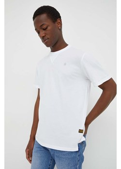 G-Star Raw t-shirt bawełniany męski kolor biały gładki ze sklepu ANSWEAR.com w kategorii T-shirty męskie - zdjęcie 167928754