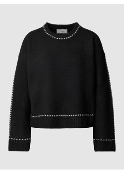 Sweter z dzianiny ze szwami w kontrastowym kolorze model ‘DETRI’ ze sklepu Peek&Cloppenburg  w kategorii Swetry damskie - zdjęcie 167932572