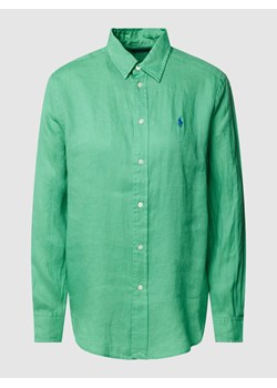 Bluzka o normalnym kroju z listwą guzikową i aplikacją z logo ze sklepu Peek&Cloppenburg  w kategorii Koszule damskie - zdjęcie 167932601
