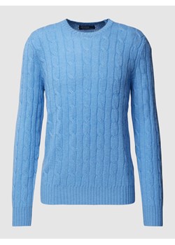 Sweter z dzianiny z prążkowanymi wykończeniami ze sklepu Peek&Cloppenburg  w kategorii Swetry męskie - zdjęcie 167935001
