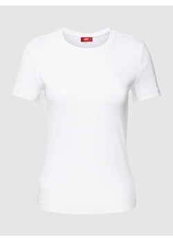 T-shirt z prążkowanym okrągłym dekoltem ze sklepu Peek&Cloppenburg  w kategorii Bluzki damskie - zdjęcie 167935163