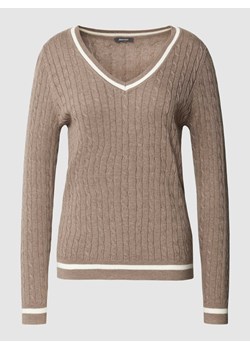 Sweter z dzianiny z dekoltem w serek ze sklepu Peek&Cloppenburg  w kategorii Swetry damskie - zdjęcie 167935372