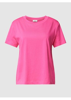 T-shirt z prążkowanym okrągłym dekoltem ze sklepu Peek&Cloppenburg  w kategorii Bluzki damskie - zdjęcie 167935441