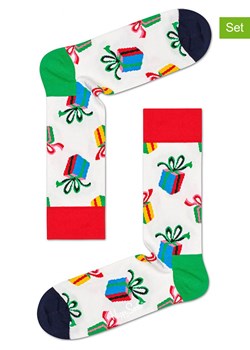 Happy Socks Skarpety (2 pary) &quot;Present&quot; w kolorze białym ze wzorem ze sklepu Limango Polska w kategorii Skarpetki męskie - zdjęcie 167937190