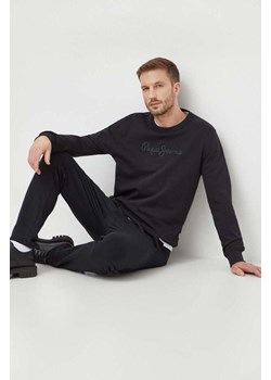 Pepe Jeans bluza bawełniana Joe Crew męska kolor czarny z aplikacją ze sklepu ANSWEAR.com w kategorii Bluzy męskie - zdjęcie 167939581