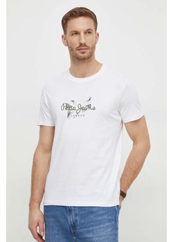 Pepe Jeans t-shirt bawełniany Count męski kolor biały z nadrukiem ze sklepu ANSWEAR.com w kategorii T-shirty męskie - zdjęcie 167939743
