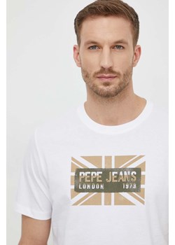Pepe Jeans t-shirt bawełniany męski kolor biały z nadrukiem ze sklepu ANSWEAR.com w kategorii T-shirty męskie - zdjęcie 167939773