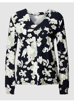 Bluzka z długim rękawem,kwiatowym wzorem i dekoltem w serek ze sklepu Peek&Cloppenburg  w kategorii Bluzki damskie - zdjęcie 167940793