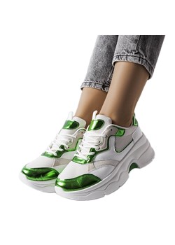 Biało-zielone sneakersy damskie Séguin białe ze sklepu ButyModne.pl w kategorii Buty sportowe damskie - zdjęcie 167942244