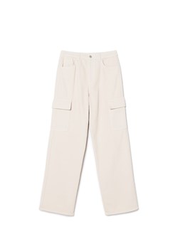Cropp - Beżowe jeansy cargo straight - beżowy ze sklepu Cropp w kategorii Jeansy damskie - zdjęcie 167946694