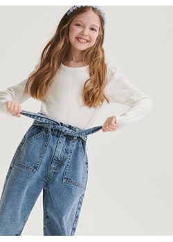 Reserved - Jeansy baggy z paskiem - niebieski ze sklepu Reserved w kategorii Spodnie dziewczęce - zdjęcie 167947191