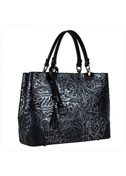 Skórzana torebka shopper czarno srebrna l ze sklepu melon.pl w kategorii Torby Shopper bag - zdjęcie 167948582