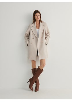 Reserved - Płaszcz z domieszką wełny - beżowy ze sklepu Reserved w kategorii Płaszcze damskie - zdjęcie 167948872