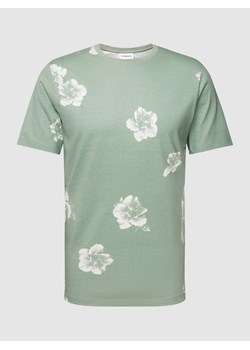 T-shirt z prążkowanym okrągłym dekoltem ze sklepu Peek&Cloppenburg  w kategorii T-shirty męskie - zdjęcie 167950664