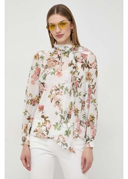 Luisa Spagnoli bluzka jedwabna kolor beżowy wzorzysta ze sklepu ANSWEAR.com w kategorii Bluzki damskie - zdjęcie 167953380