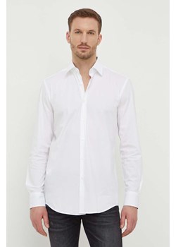 BOSS koszula męska kolor biały slim z kołnierzykiem klasycznym ze sklepu ANSWEAR.com w kategorii Koszule męskie - zdjęcie 167953390