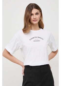 Elisabetta Franchi t-shirt bawełniany damski kolor biały MA02341E2 ze sklepu ANSWEAR.com w kategorii Bluzki damskie - zdjęcie 167954453