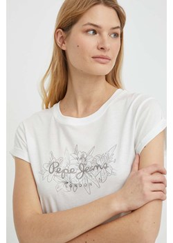 Pepe Jeans t-shirt bawełniany HELEN damski kolor biały ze sklepu ANSWEAR.com w kategorii Bluzki damskie - zdjęcie 167954503