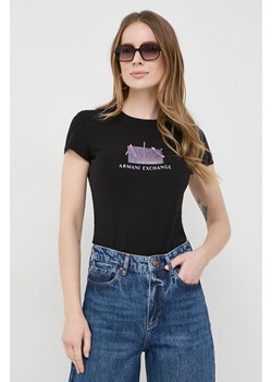 Armani Exchange t-shirt damski kolor czarny 3DYT51 YJETZ ze sklepu ANSWEAR.com w kategorii Bluzki damskie - zdjęcie 167954523