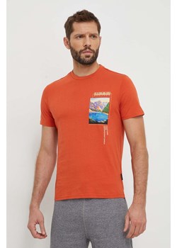 Napapijri t-shirt bawełniany S-Canada męski kolor pomarańczowy z nadrukiem NP0A4HQMA621 ze sklepu ANSWEAR.com w kategorii T-shirty męskie - zdjęcie 167954640