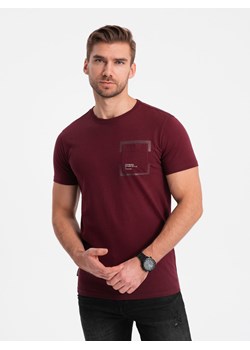 T-shirt męski bawełniany z kieszonką - bordowy V2 OM-TSPT-0154 ze sklepu ombre w kategorii T-shirty męskie - zdjęcie 167954893