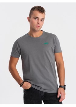 T-shirt męski bawełniany z kontrastową nitką - szary V1 OM-TSCT-0151 ze sklepu ombre w kategorii T-shirty męskie - zdjęcie 167954923