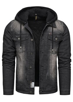 Kurtka męska ocieplana jeansowa czarna z kapturem Recea ze sklepu Recea.pl w kategorii Kurtki męskie - zdjęcie 167962520