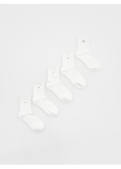 Reserved - Bawełniane skarpety 5 pack - złamana biel ze sklepu Reserved w kategorii Skarpetki damskie - zdjęcie 168078290