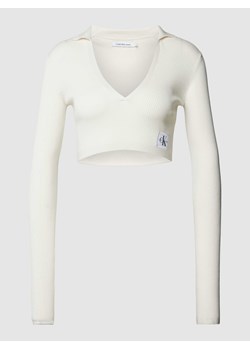 Sweter krótki z dzianiny z detalem z logo ze sklepu Peek&Cloppenburg  w kategorii Swetry damskie - zdjęcie 168083694