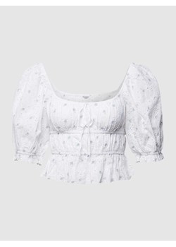 Bluzka z krótkim rękawem i kwiatowymi haftami ze sklepu Peek&Cloppenburg  w kategorii Bluzki damskie - zdjęcie 168087450