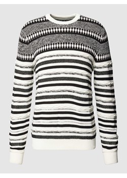 Sweter z dzianiny z fakturowanym wzorem ze sklepu Peek&Cloppenburg  w kategorii Swetry męskie - zdjęcie 168097903