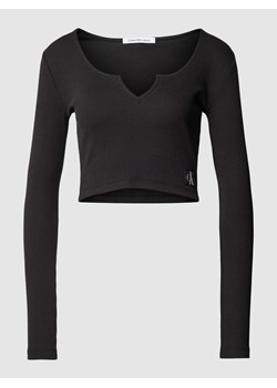 Bluzka krótka z długim rękawem i naszywką z logo ze sklepu Peek&Cloppenburg  w kategorii Bluzki damskie - zdjęcie 168108583