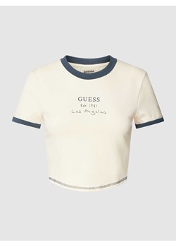 T-shirt krótki z nadrukiem z napisem model ‘SIGNATURE CROP TEE’ ze sklepu Peek&Cloppenburg  w kategorii Bluzki damskie - zdjęcie 168110210
