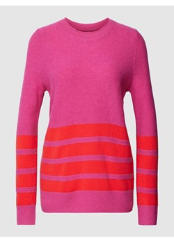 Sweter z dzianiny z wełny lana z paskami w kontrastowym kolorze ze sklepu Peek&Cloppenburg  w kategorii Swetry damskie - zdjęcie 168110954