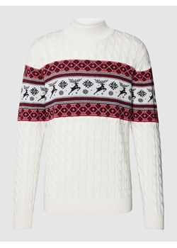 Sweter z dzianiny z nadrukiem na całej powierzchni ze sklepu Peek&Cloppenburg  w kategorii Swetry męskie - zdjęcie 168111384