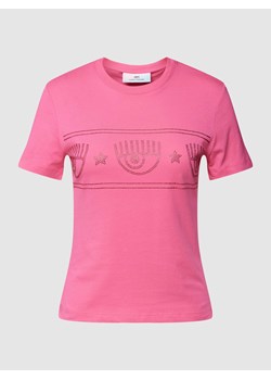T-shirt z obszyciem kamieniami stras model ‘MAXI LOGOMANIA STRASS’ ze sklepu Peek&Cloppenburg  w kategorii Bluzki damskie - zdjęcie 168112732