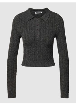 Bluzka z długim rękawem krótka z imitacji dzianiny ze sklepu Peek&Cloppenburg  w kategorii Swetry damskie - zdjęcie 168116952