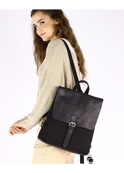 Plecak damski miejski A4 skóra + materiał - MARCO MAZZINI czarny ze sklepu Verostilo w kategorii Plecaki - zdjęcie 168118924