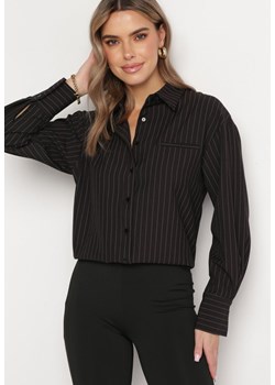 Czarna Klasyczna Koszula w Paski z Kieszonką Falini ze sklepu Born2be Odzież w kategorii Koszule damskie - zdjęcie 168120083
