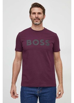 BOSS t-shirt bawełniany BOSS CASUAL kolor fioletowy z nadrukiem ze sklepu ANSWEAR.com w kategorii T-shirty męskie - zdjęcie 168120634