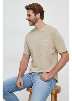 Marc O&apos;Polo t-shirt bawełniany męski kolor beżowy gładki M61223251098 ze sklepu ANSWEAR.com w kategorii T-shirty męskie - zdjęcie 168131251