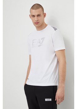EA7 Emporio Armani t-shirt męski kolor biały z nadrukiem ze sklepu ANSWEAR.com w kategorii T-shirty męskie - zdjęcie 168132663