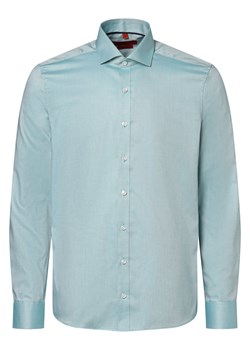 Finshley & Harding Koszula męska Mężczyźni Slim Fit Bawełna cyjan wypukły wzór tkaniny ze sklepu vangraaf w kategorii Koszule męskie - zdjęcie 168136950
