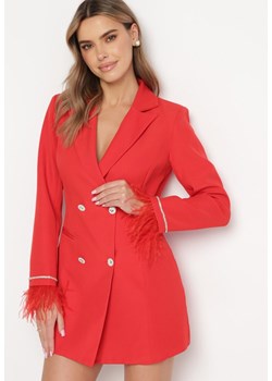 Czerwona Sukienka Mini o Fasonie Marynarki z Cyrkoniami Silveria ze sklepu Born2be Odzież w kategorii Sukienki - zdjęcie 168152421