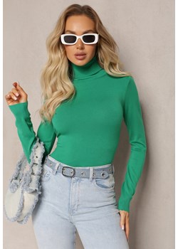 Zielony Sweter z Golfem o Klasycznym Dopasowanym Fasonie Buranda ze sklepu Renee odzież w kategorii Swetry damskie - zdjęcie 168157863