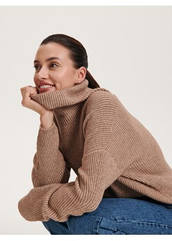 Reserved - Sweter z luźnym golfem - brązowy ze sklepu Reserved w kategorii Swetry damskie - zdjęcie 168160140